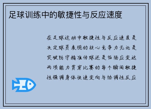 足球训练中的敏捷性与反应速度